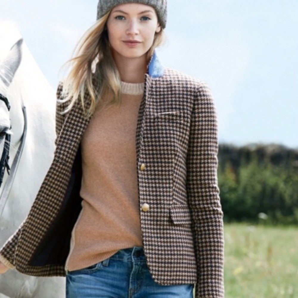 JCREW Women's Black and White Houndstooth Blazer